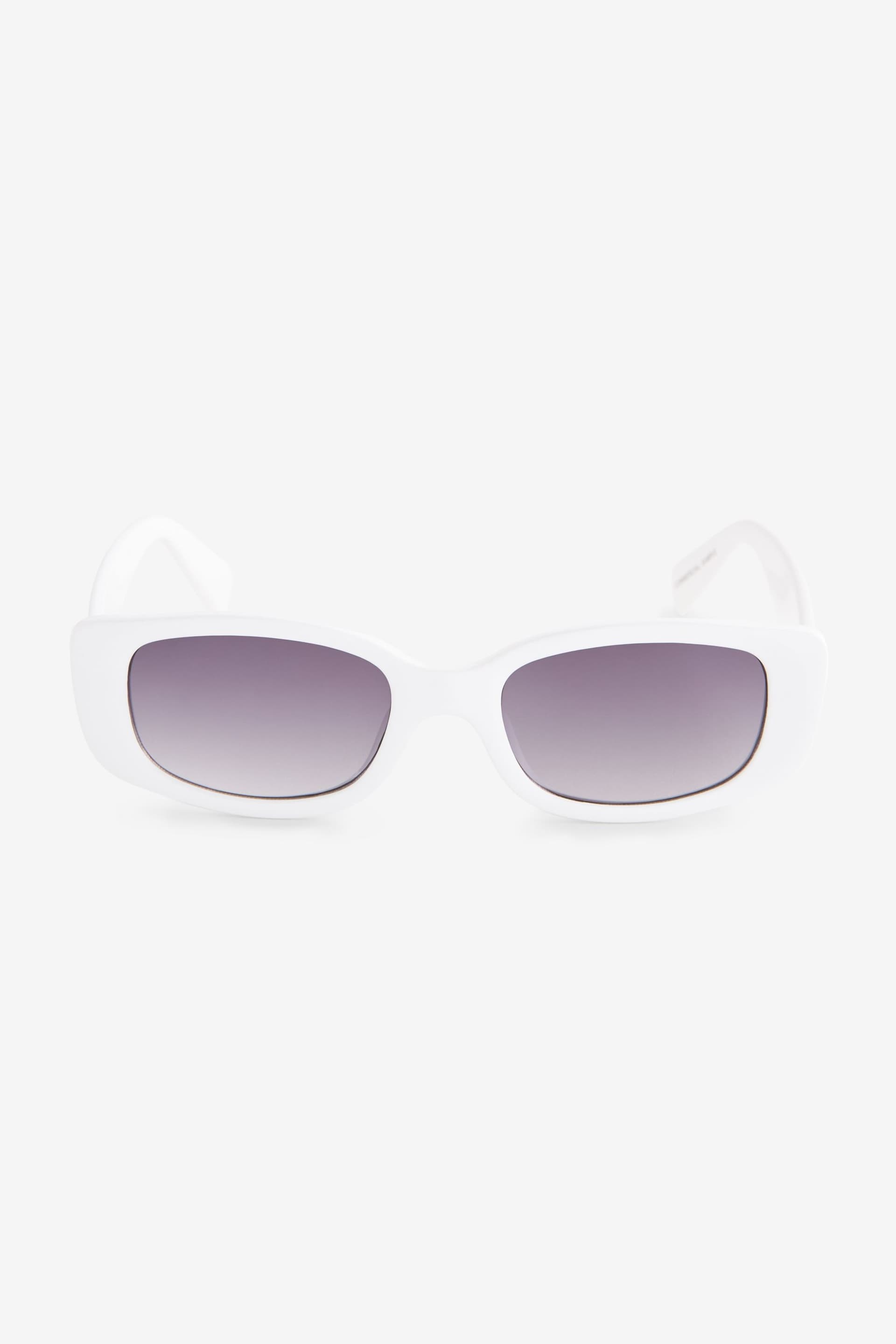 White Slim Rectangle Sunglasses - Image 4 of 5