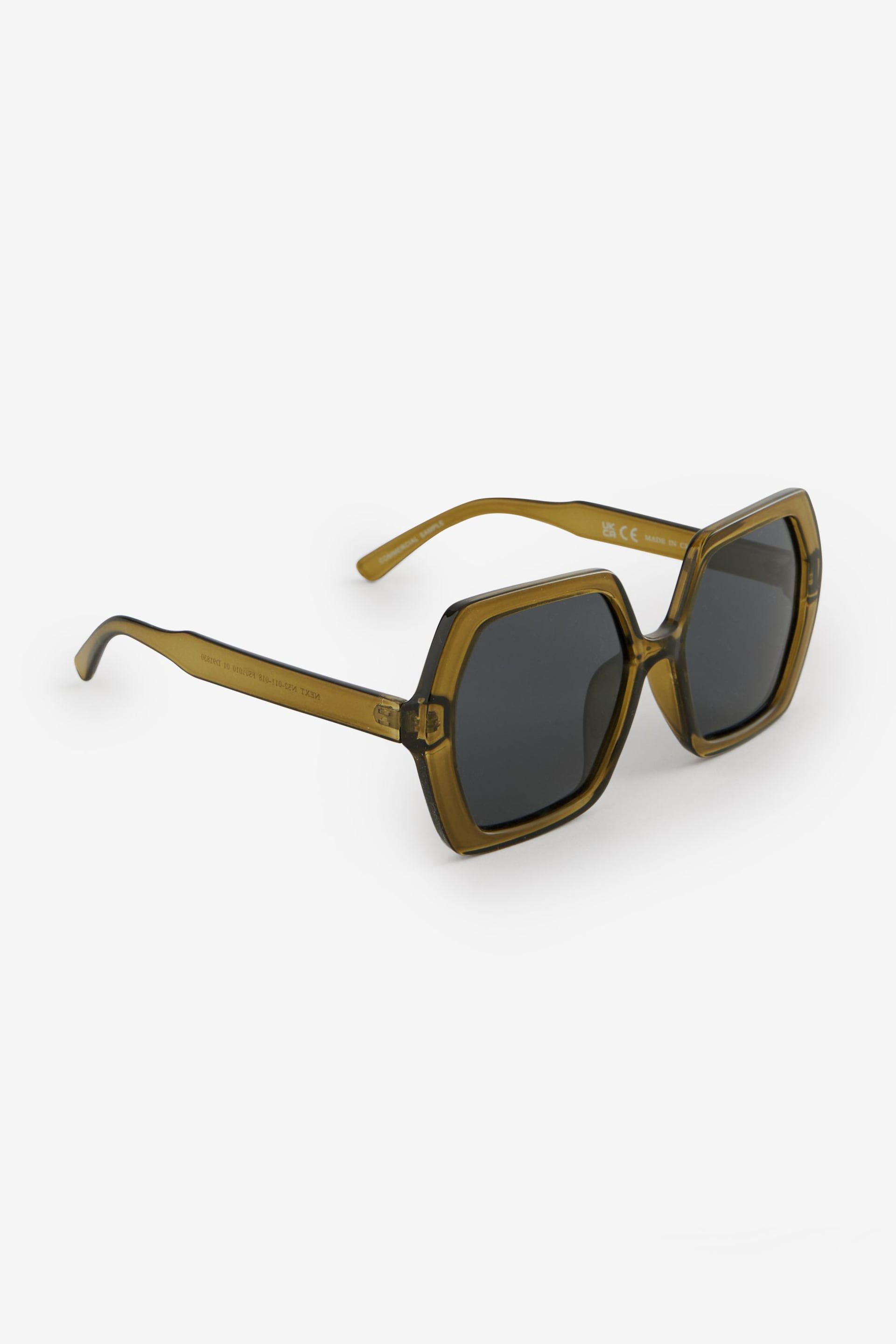 Khaki Green Soft Hexagon Sunglasses - Image 3 of 6