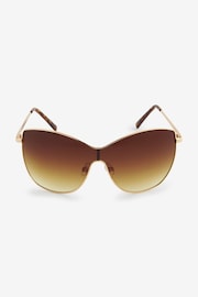 Brown/Gold Smokey Lense Wrap Visor Sunglasses - Image 5 of 6