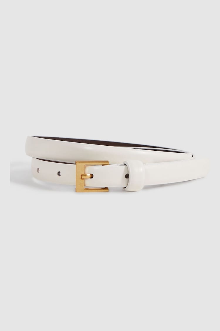 Reiss Off White Holly Thin Leather Belt - Image 1 of 4