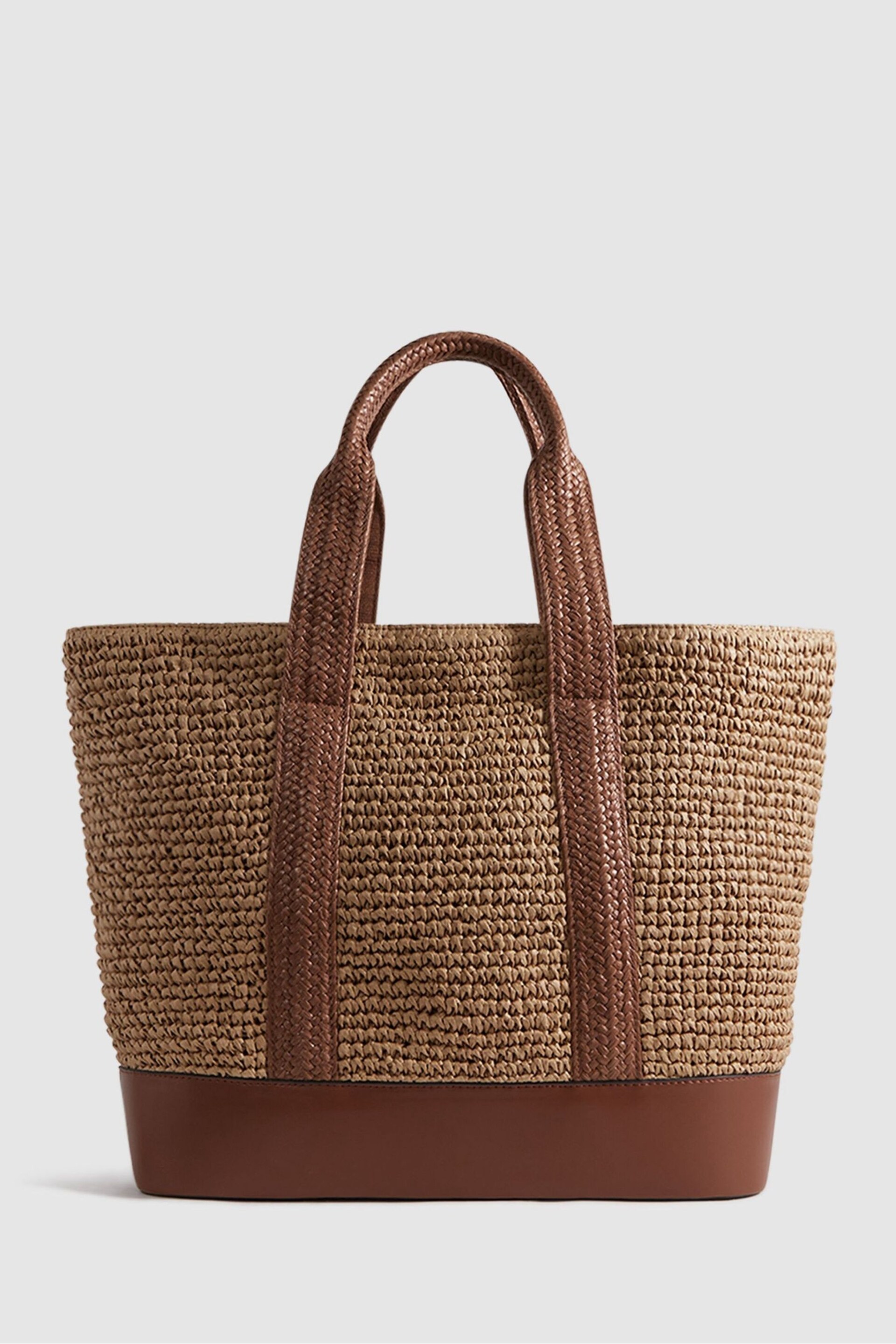 Reiss Tan Mira Raffia Tote Bag - Image 1 of 6