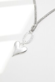 Mood Light Silver Polished Heart Mesh Chain Long Pendant Necklace - Image 2 of 2