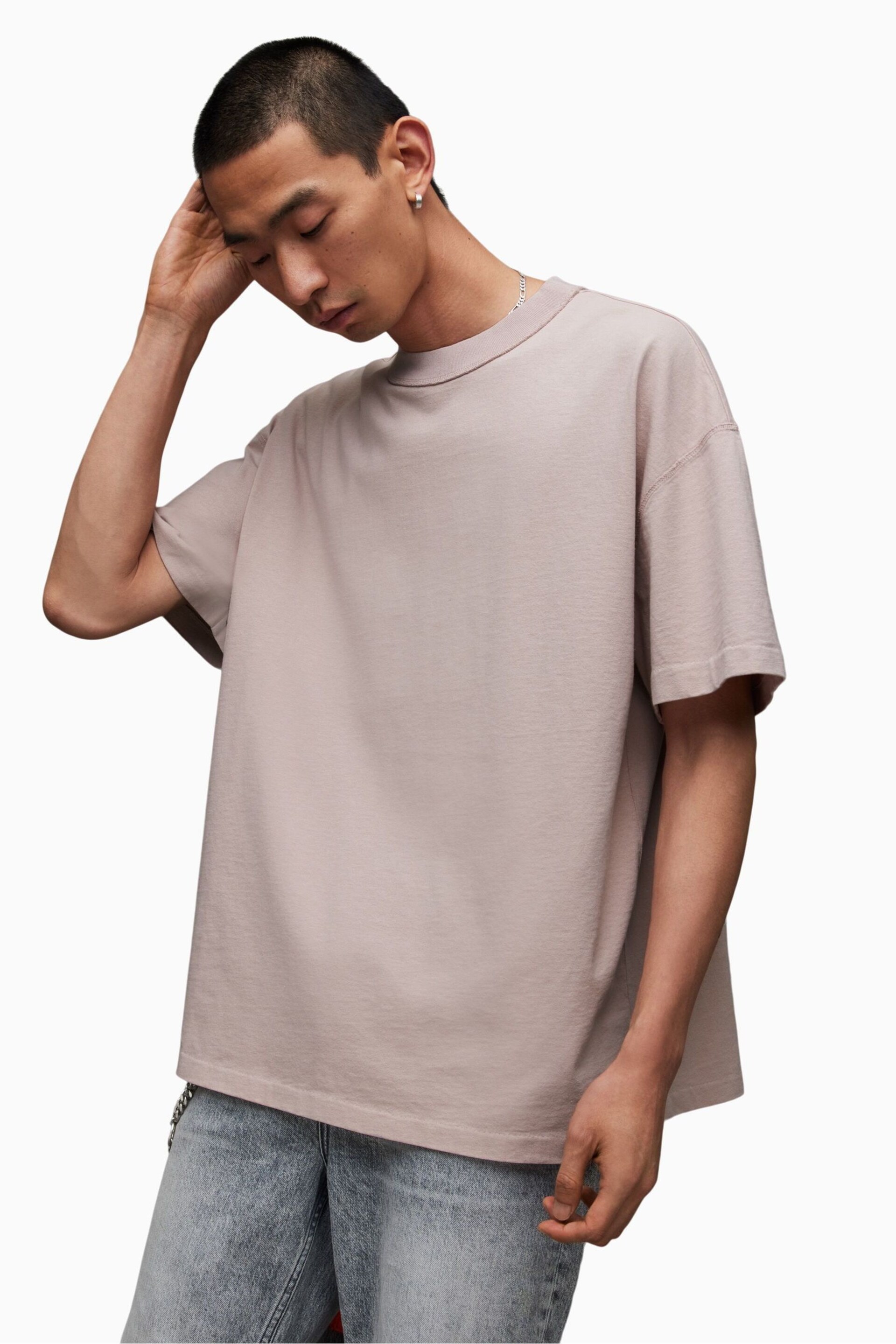 AllSaints Grey Isac Short Sleeve Crew T-Shirt - Image 4 of 6