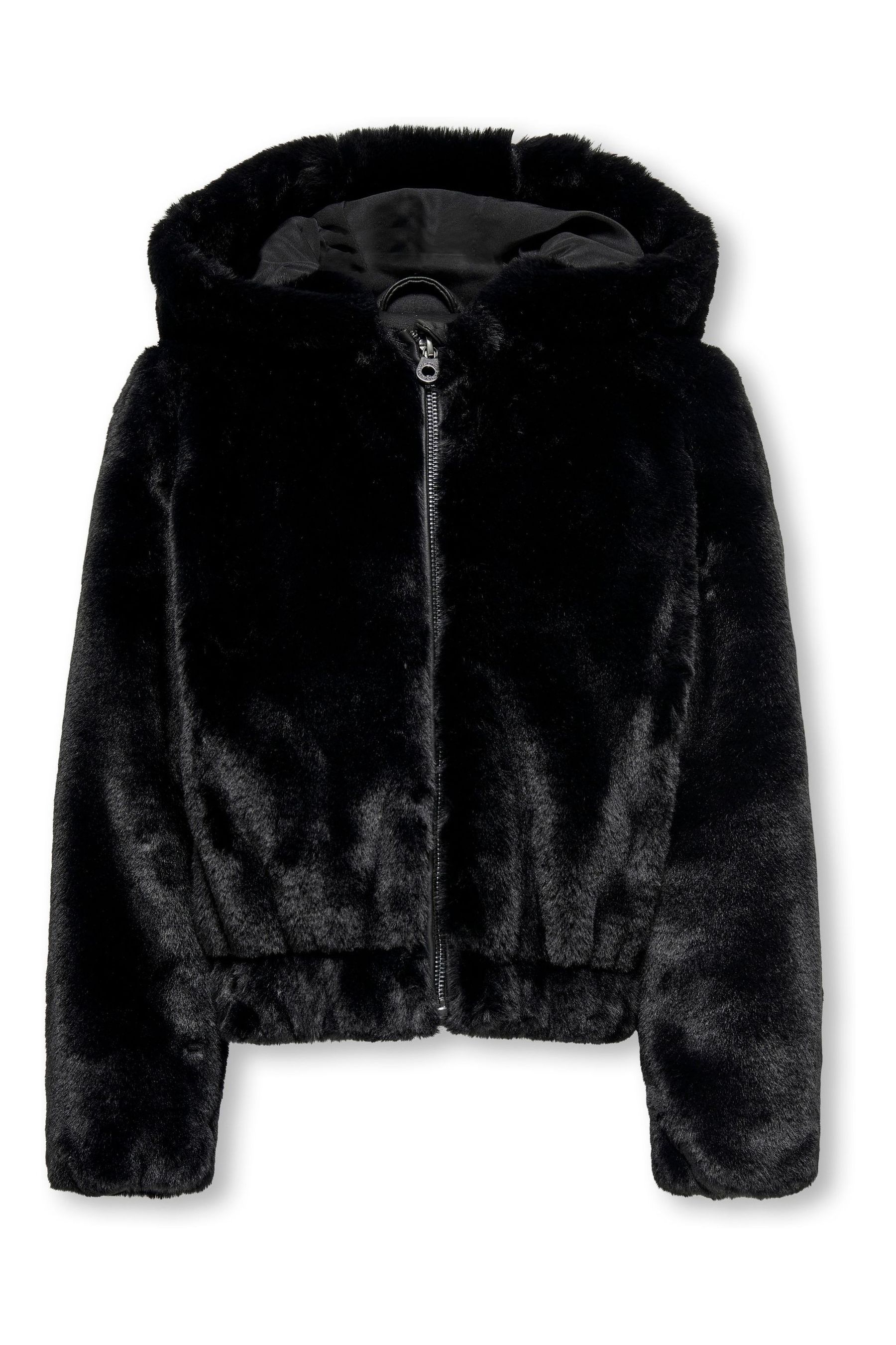 Zip up fur jacket top
