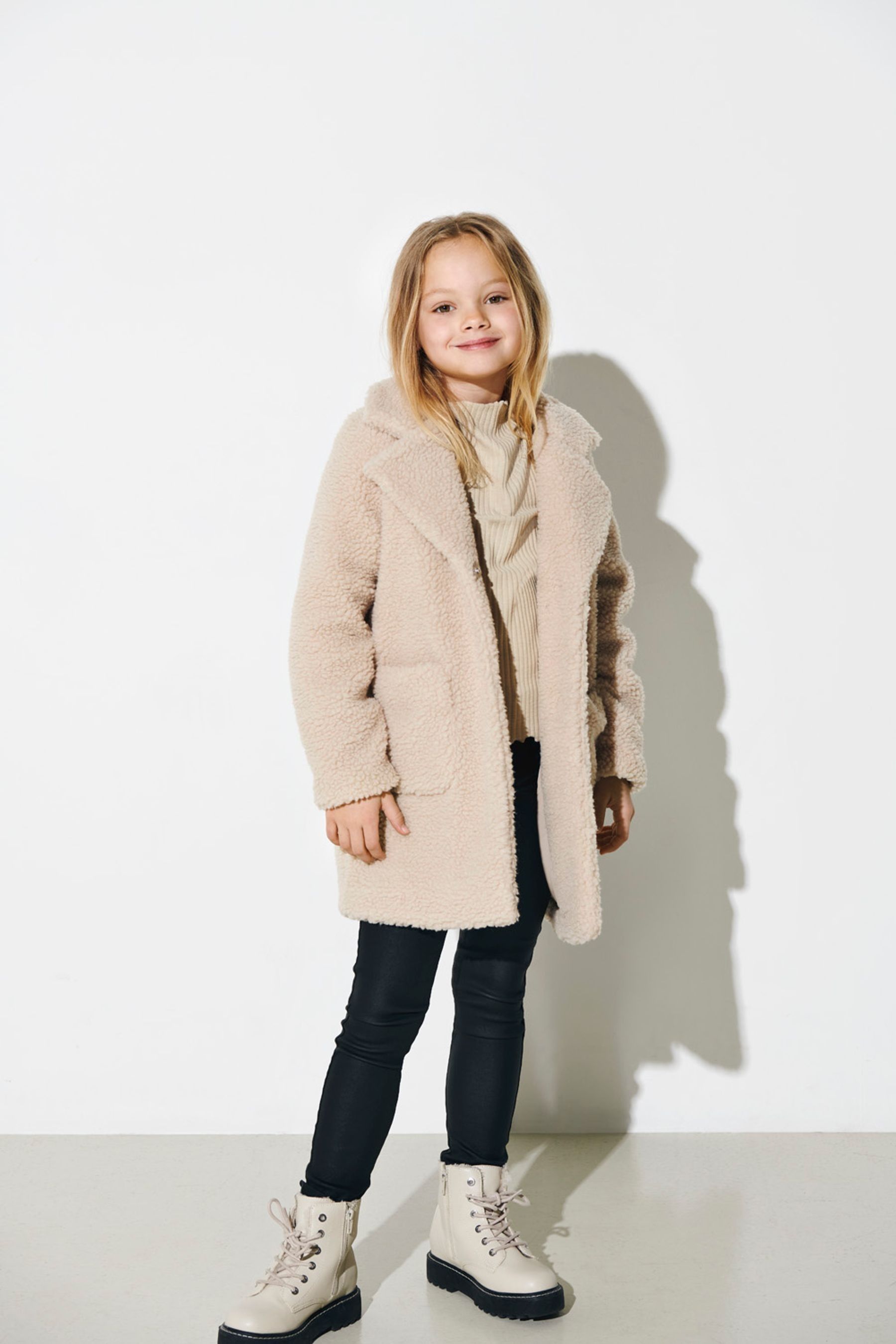 Buy Cream ONLY KIDS Button Up Teddy Coat from Next Luxembourg
