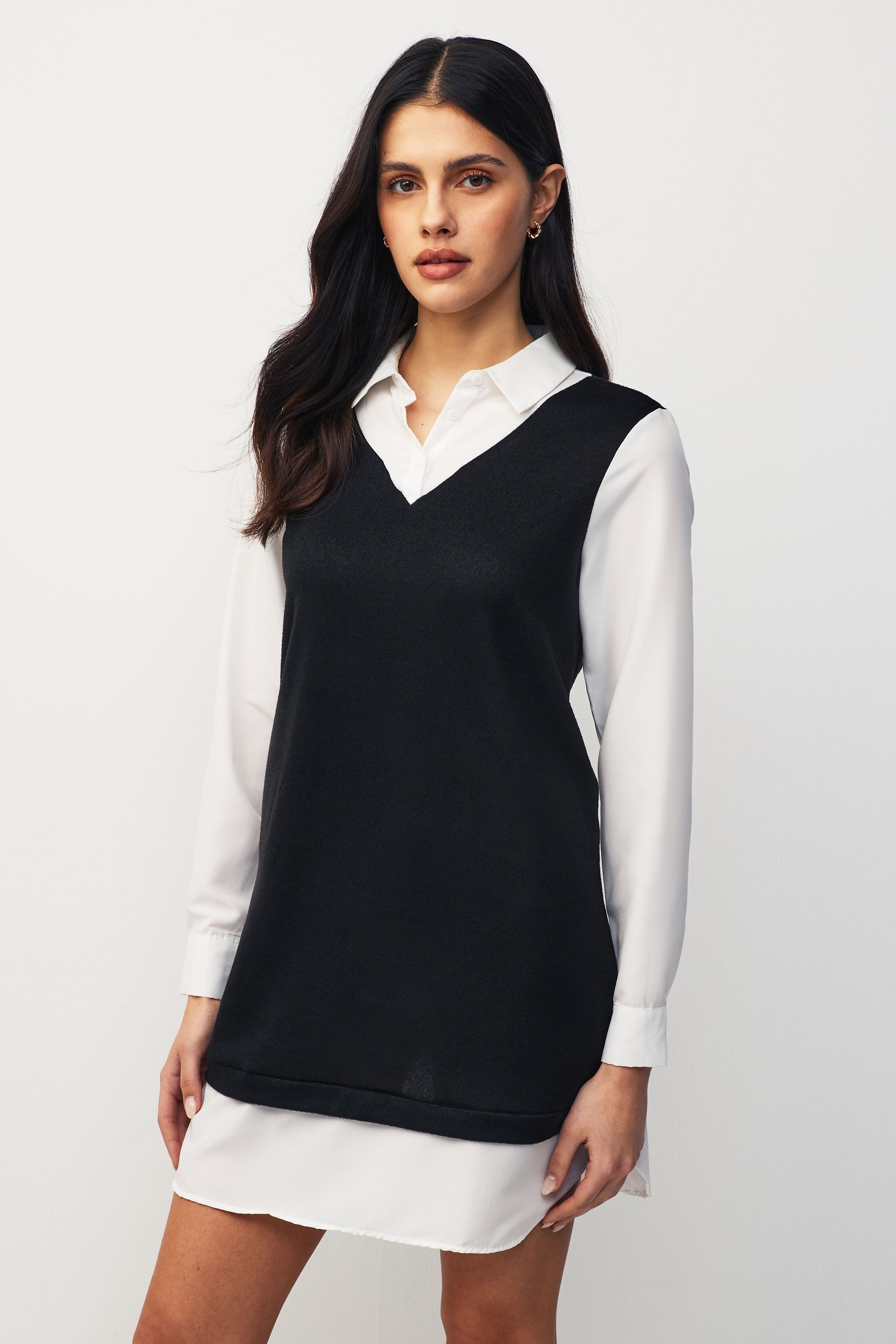 Buy JDY Black 2 In 1 Jumper Shirt Dress from Next Oman