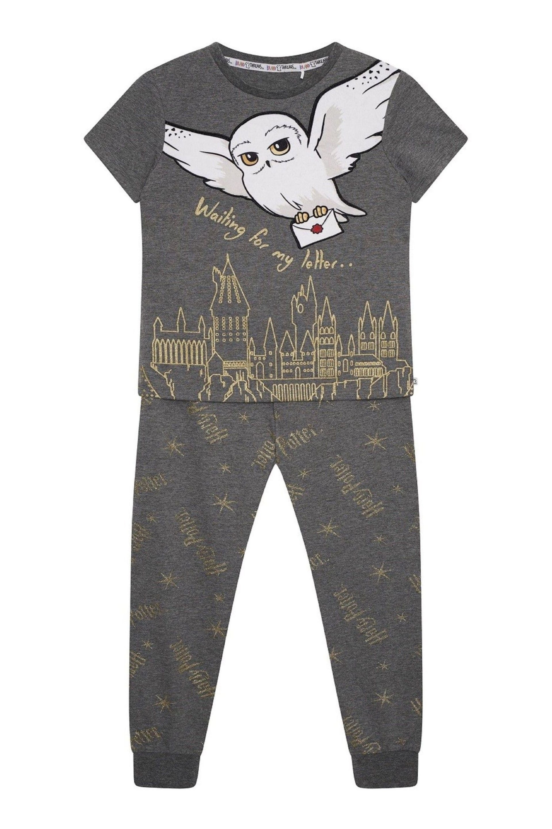 Brand Threads Grey Harry Potter Hedwig Girls Pyjama Set - Image 4 of 7