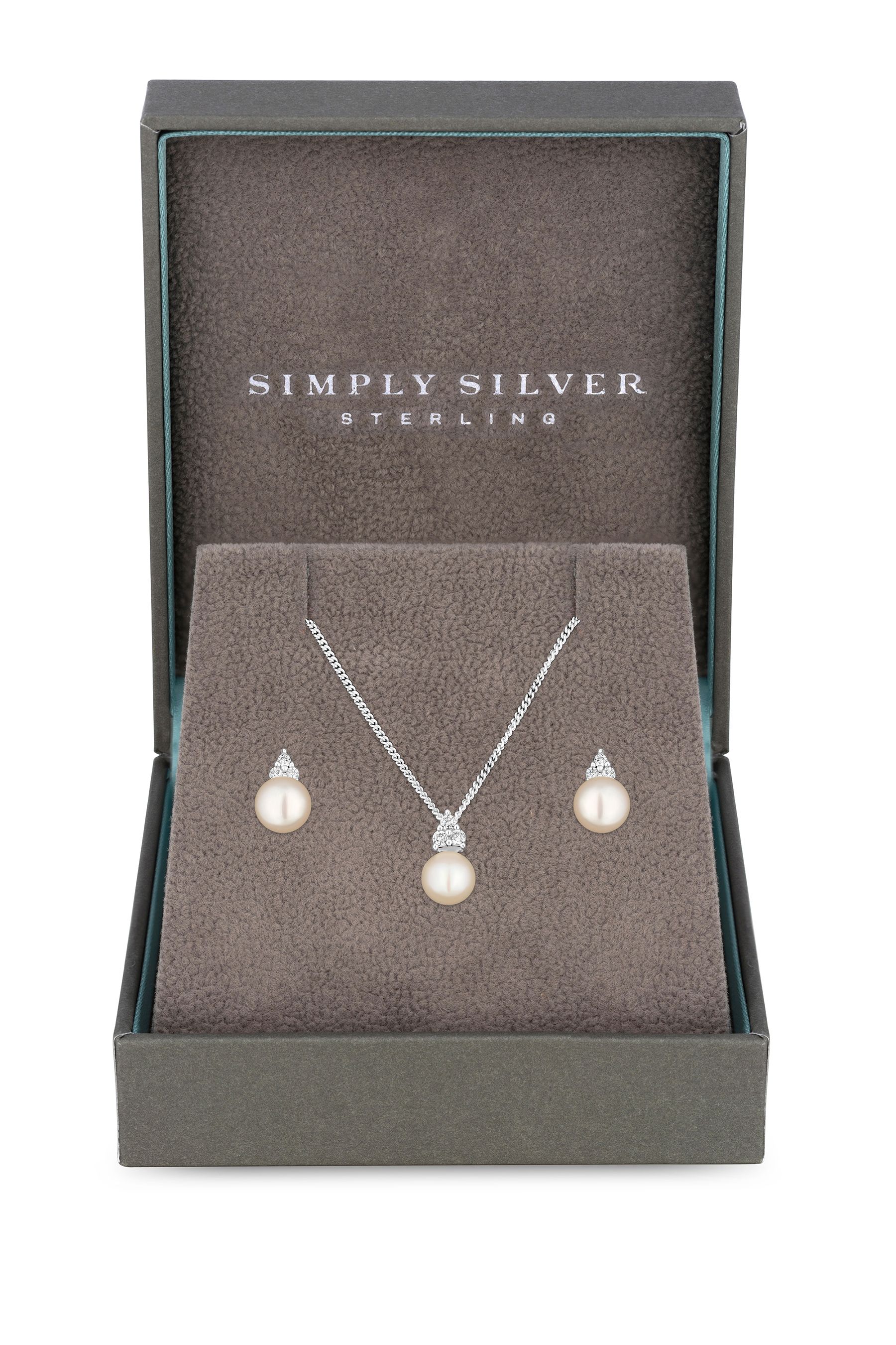 Simply silver necklace and earring set discount