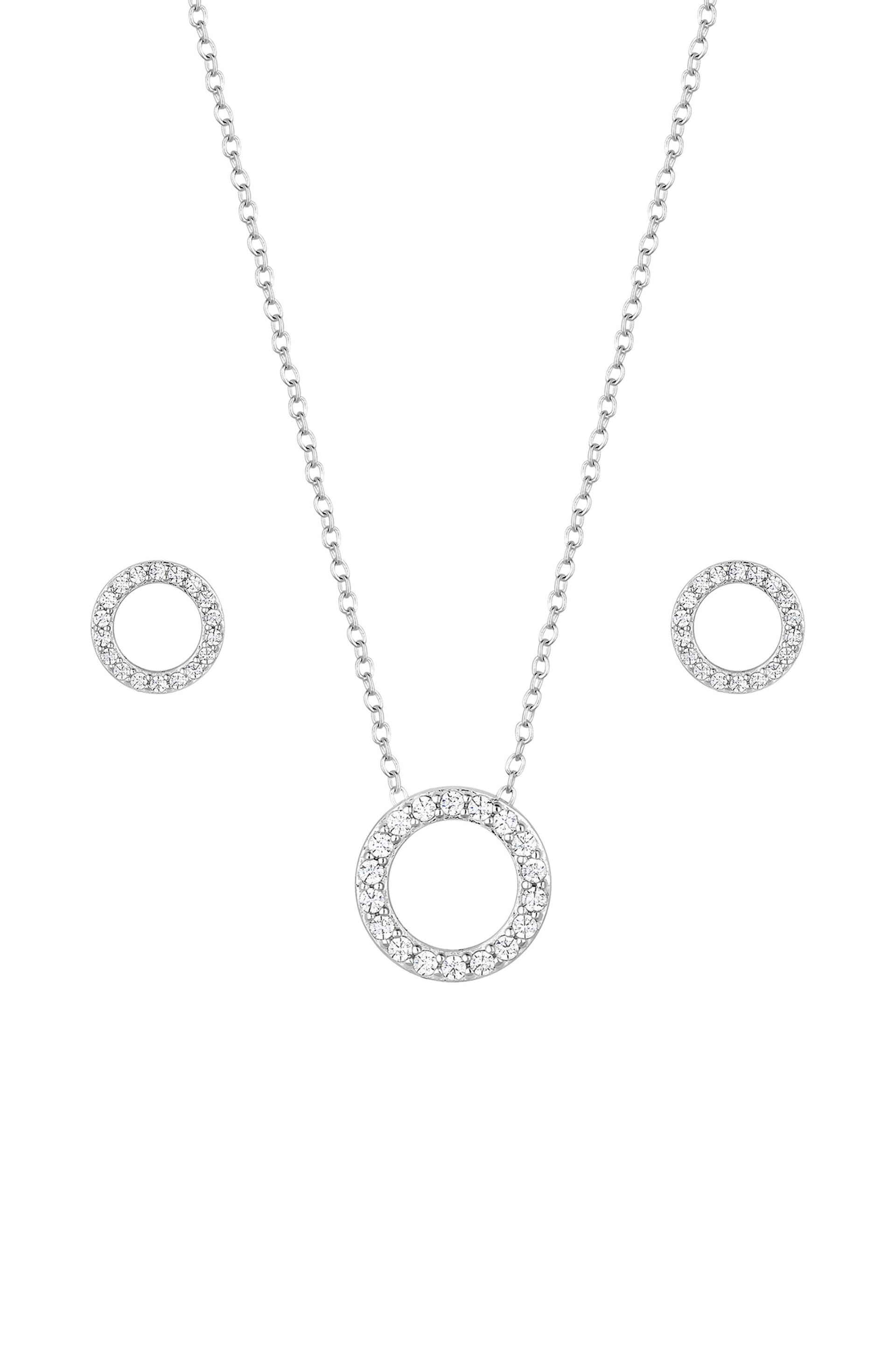 Simply Silver Sterling Silver Tone 925 Cubic Zirconia Round Open Set - Gift Boxed - Image 1 of 2