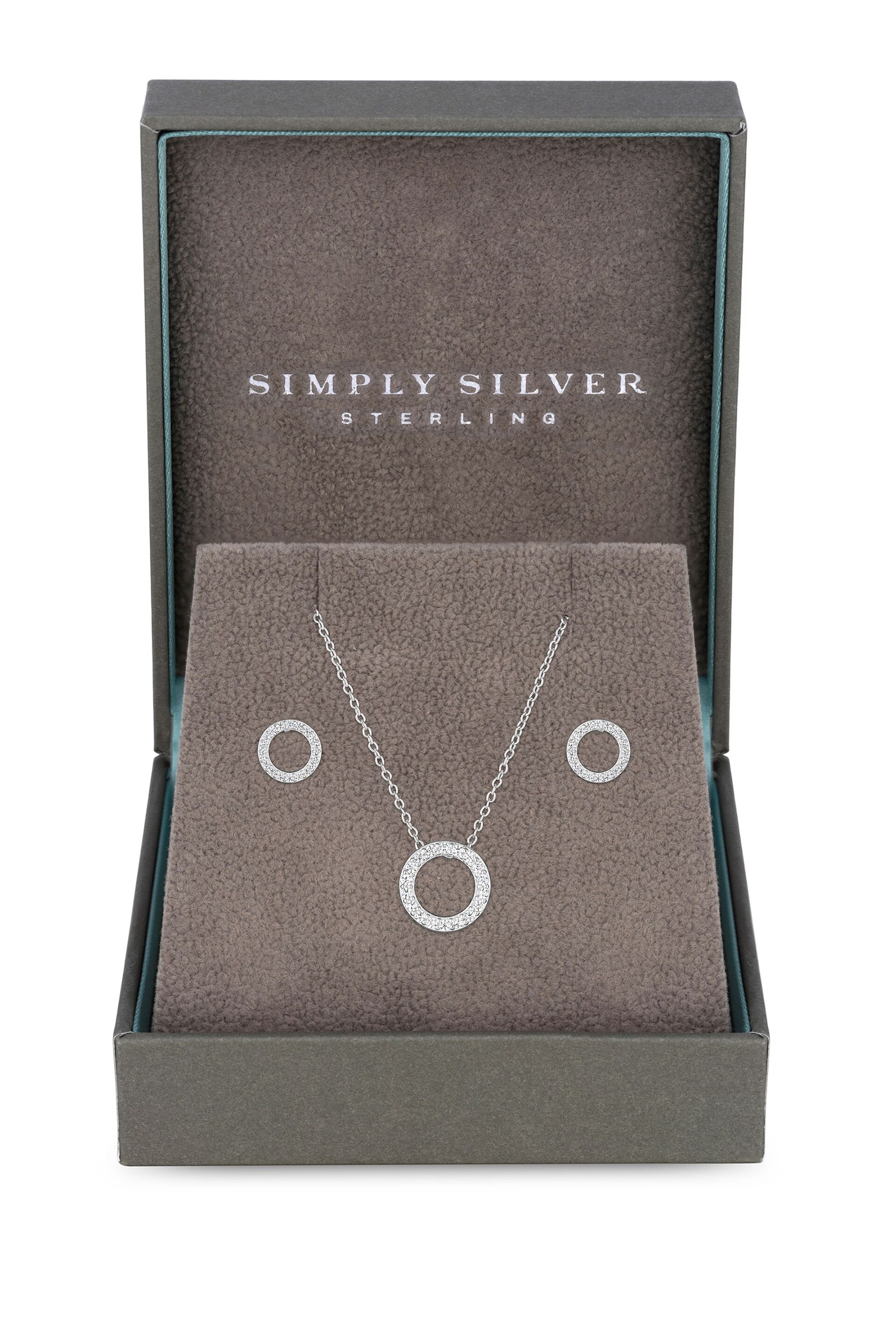 Simply Silver Sterling Silver Tone 925 Cubic Zirconia Round Open Set - Gift Boxed - Image 2 of 2