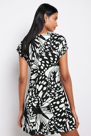 Mono Abstract Butterfly Textured Ruched Front Mini Dress - Image 3 of 5