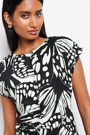 Mono Abstract Butterfly Textured Ruched Front Mini Dress - Image 4 of 5
