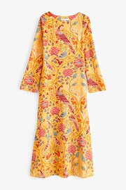 Seasons of May Morris & Co. Yellow Floral Long Sleeve Column Maxi Dress - Image 4 of 5