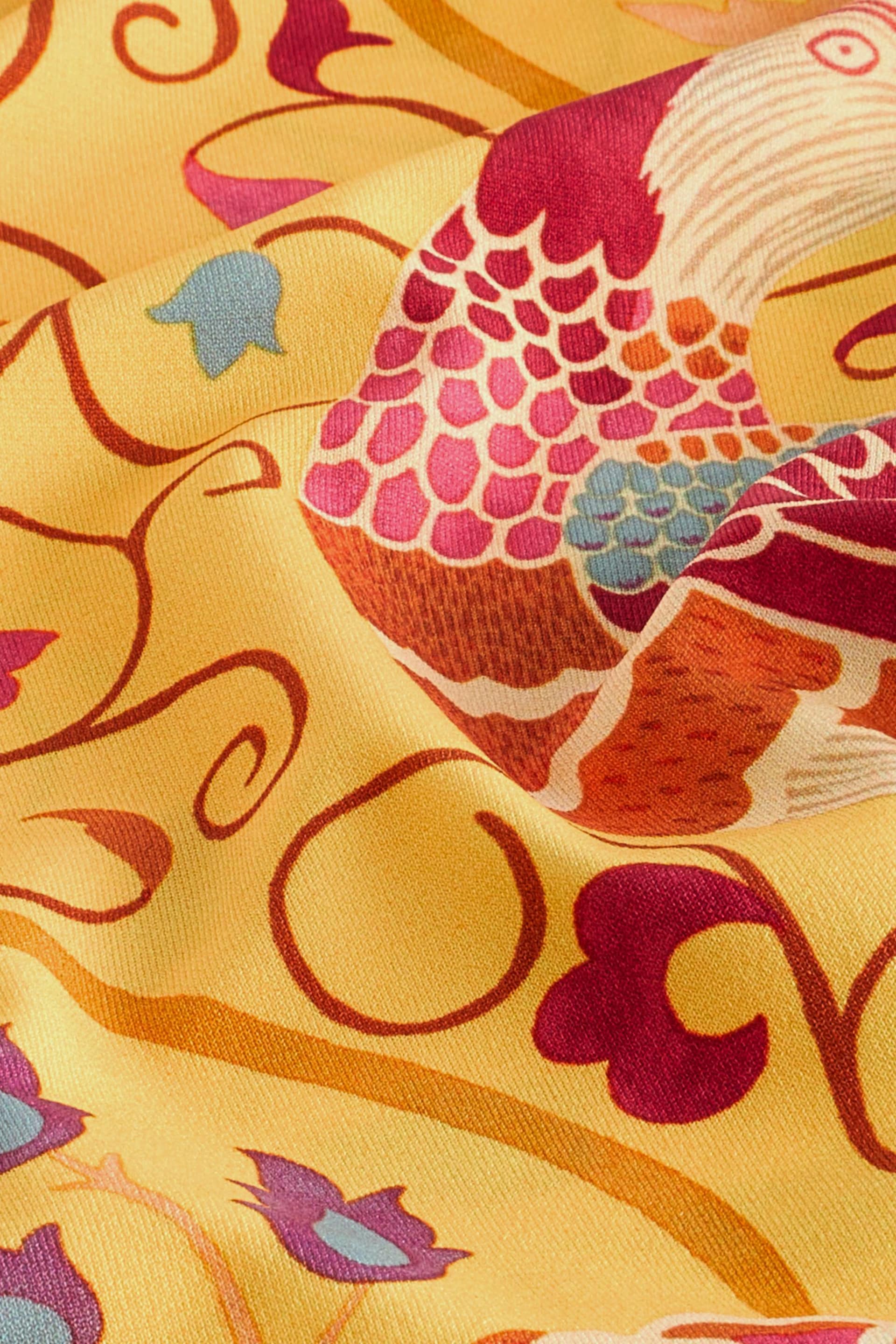 Seasons of May Morris & Co. Yellow Floral Long Sleeve Column Maxi Dress - Image 5 of 5