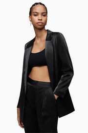 AllSaints Black Aleida Shine Blazer - Image 3 of 7