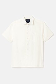 Joules Linen Blend White Plain Short Sleeve Shirt - Image 6 of 6
