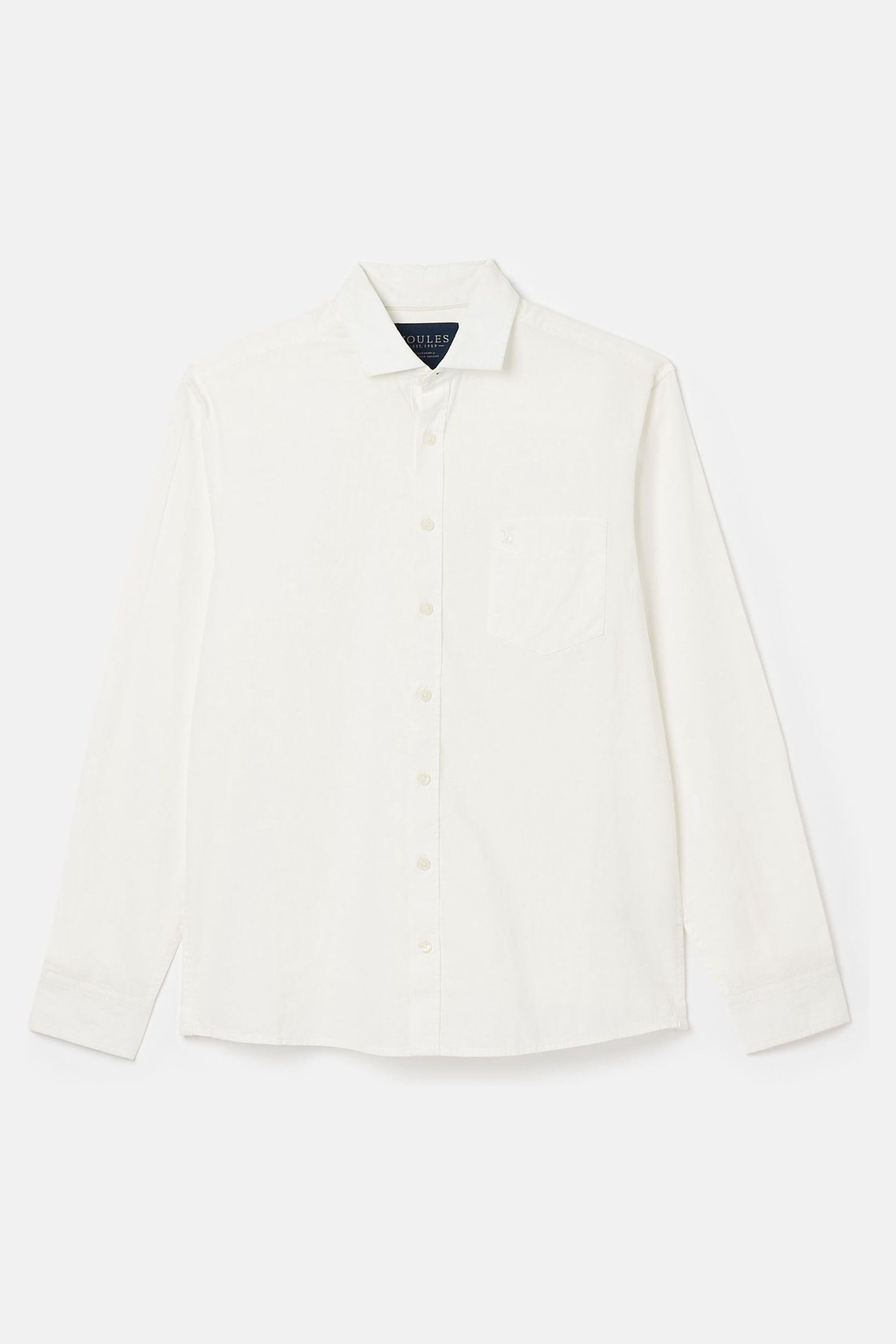 Joules Linen Blend White Plain Long Sleeve Shirt - Image 4 of 4