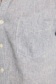 Joules Linen Blend Blue Stripe Plain Long Sleeve Shirt - Image 7 of 7