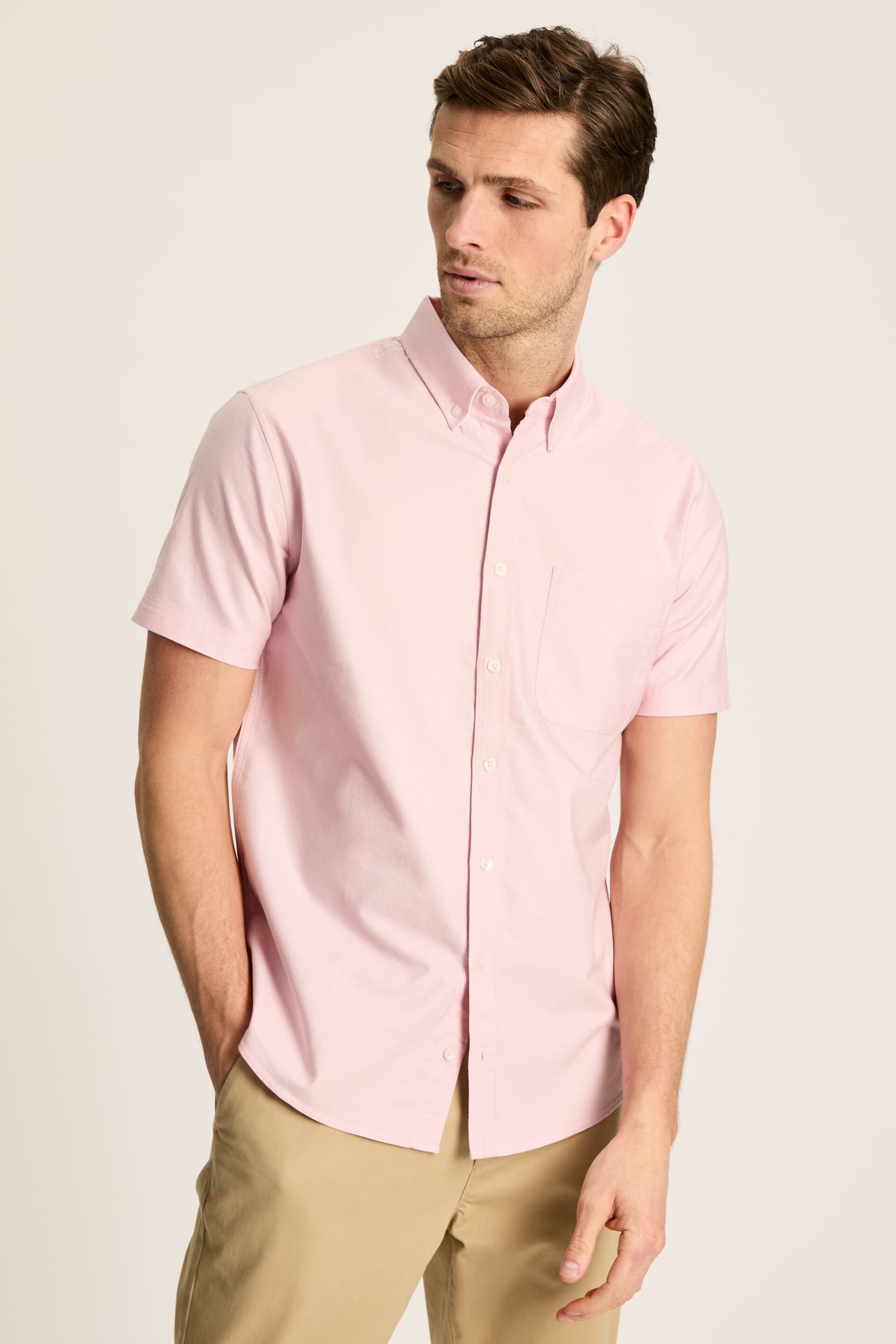 Joules Oxford Pink Classic Fit Short Sleeve Shirt - Image 1 of 6