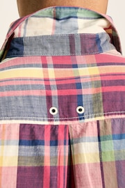Joules Madras Blue/Pink Long Sleeve Cotton Check Shirt - Image 6 of 7