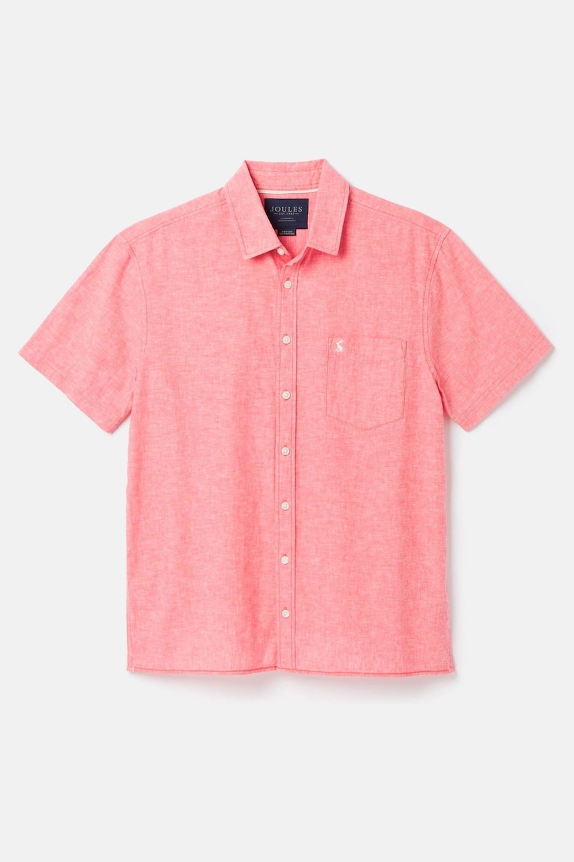 Joules Linen Blend Pink Plain Short Sleeve Shirt - Image 7 of 7