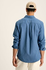 Joules Linen Blend Blue Plain Long Sleeve Shirt - Image 2 of 7