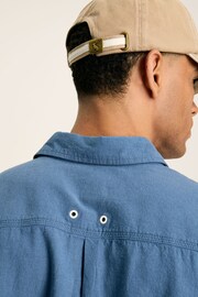 Joules Linen Blend Blue Plain Long Sleeve Shirt - Image 4 of 7