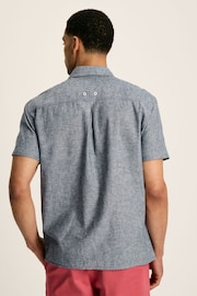 Joules Linen Blend Blue Plain Short Sleeve Shirt - Image 2 of 7