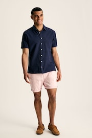 Joules Linen Blend Navy Blue Plain Short Sleeve Shirt - Image 3 of 6