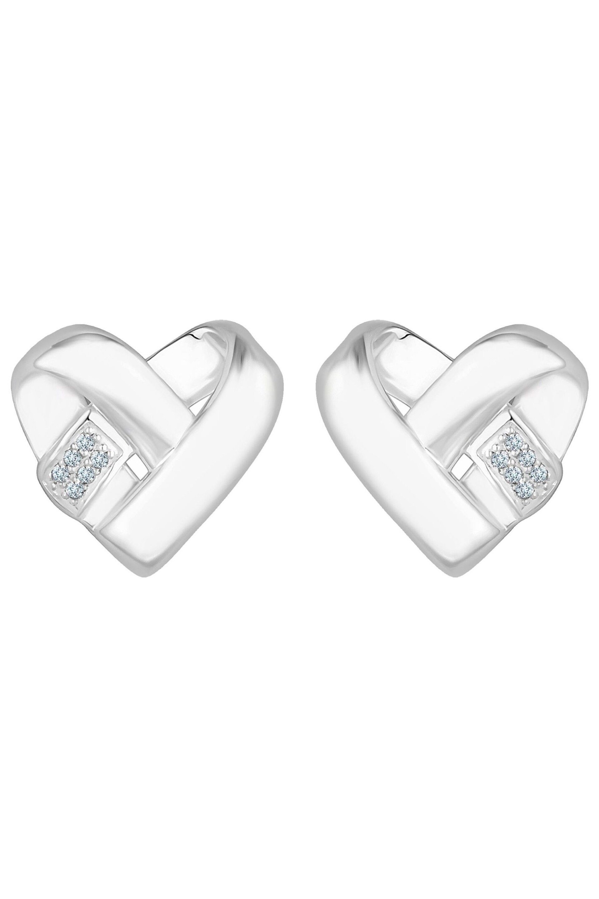Simply Silver Sterling Silver 925 Knotted Heart Earrings - Image 2 of 3
