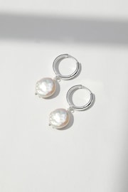 Simply Silver Silver Tone Freshwater Pearl Hoop Earrings - Image 1 of 3