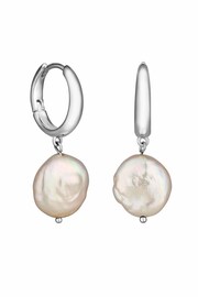 Simply Silver Silver Tone Freshwater Pearl Hoop Earrings - Image 2 of 3