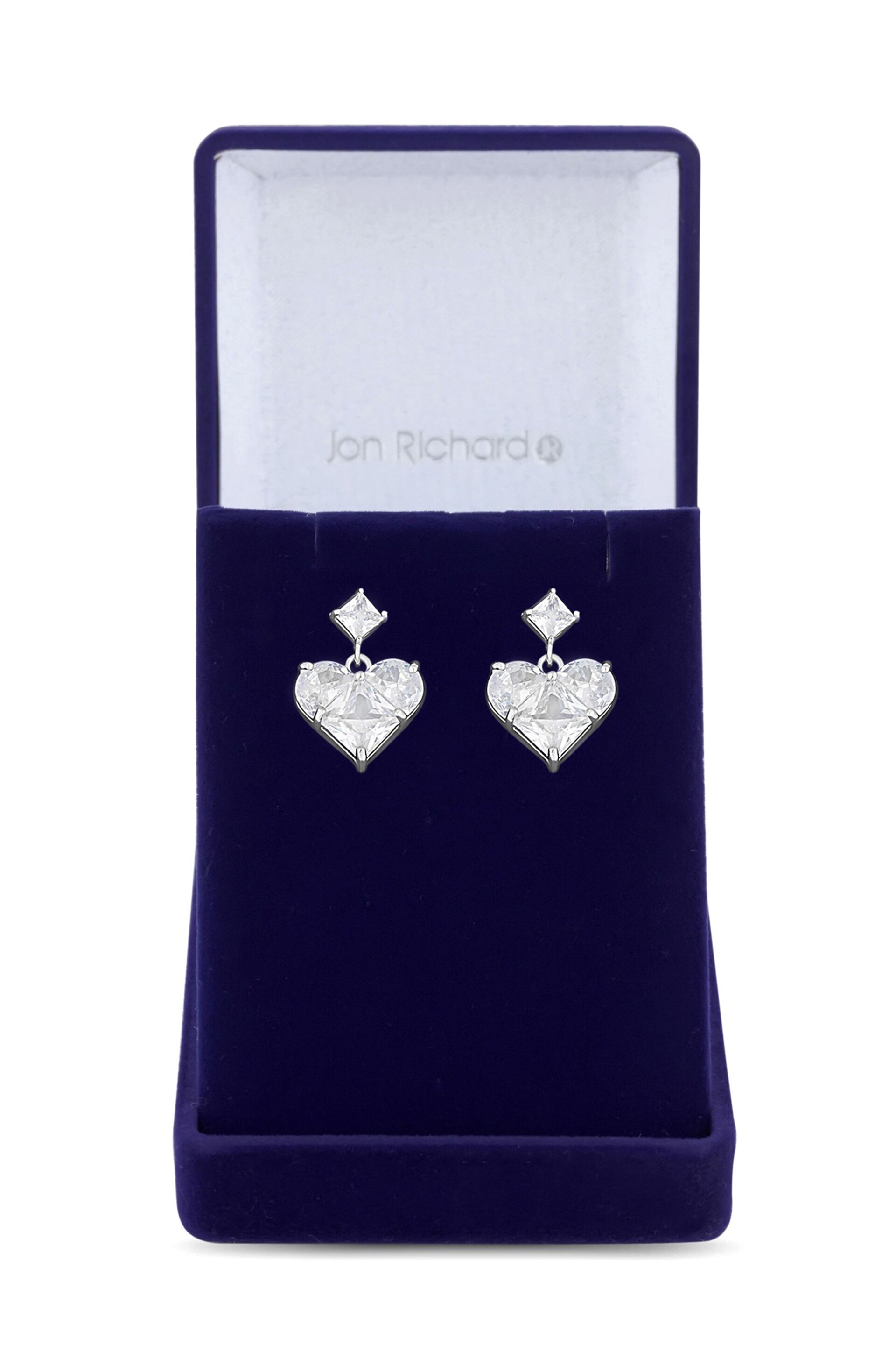 Jon Richard Silver Tone Cubic Zirconia Mixed Stone Heart Earrings - Image 3 of 3
