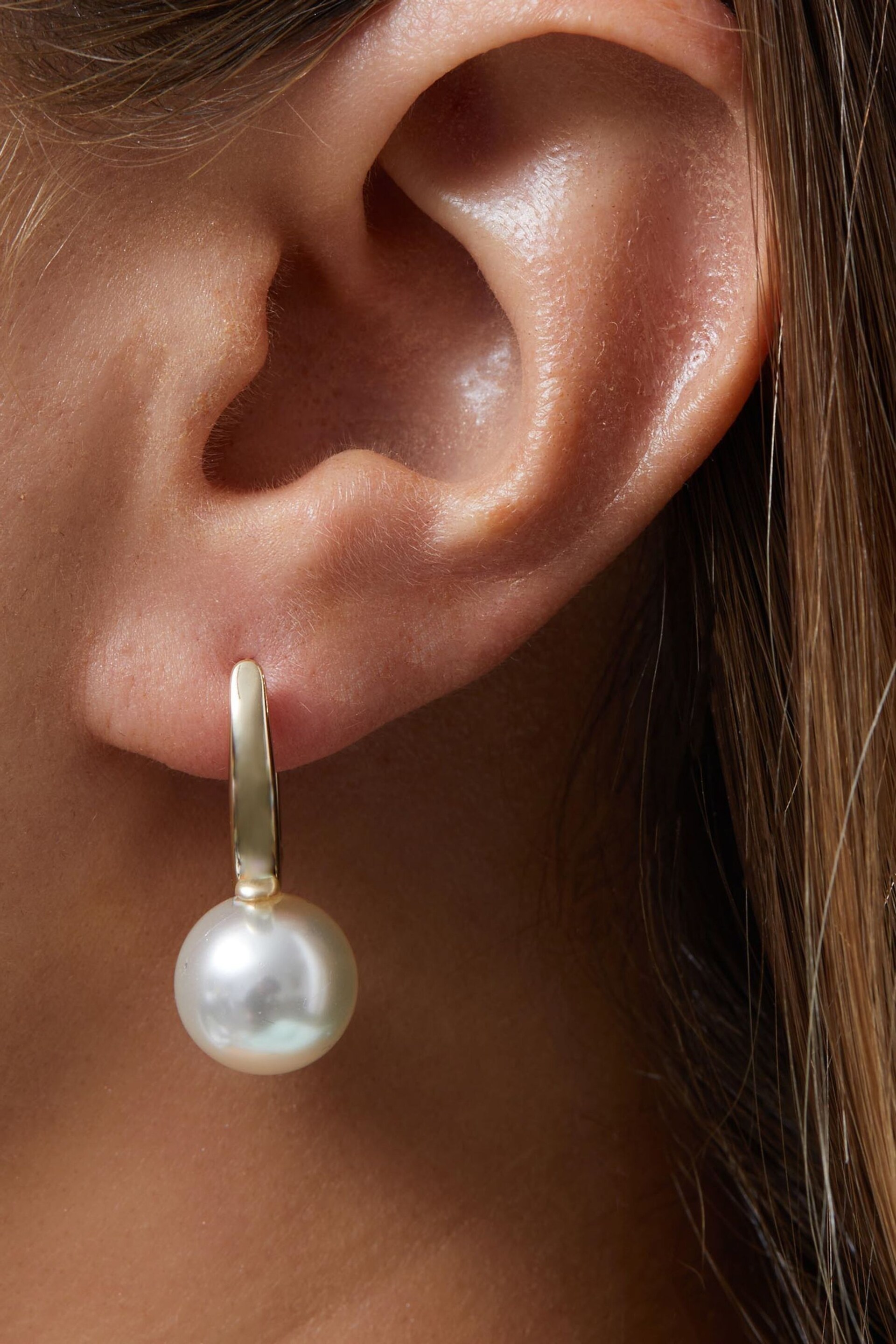 Jon Richard Gold Tone Pearl Drop Hoop Earrings - Image 2 of 2