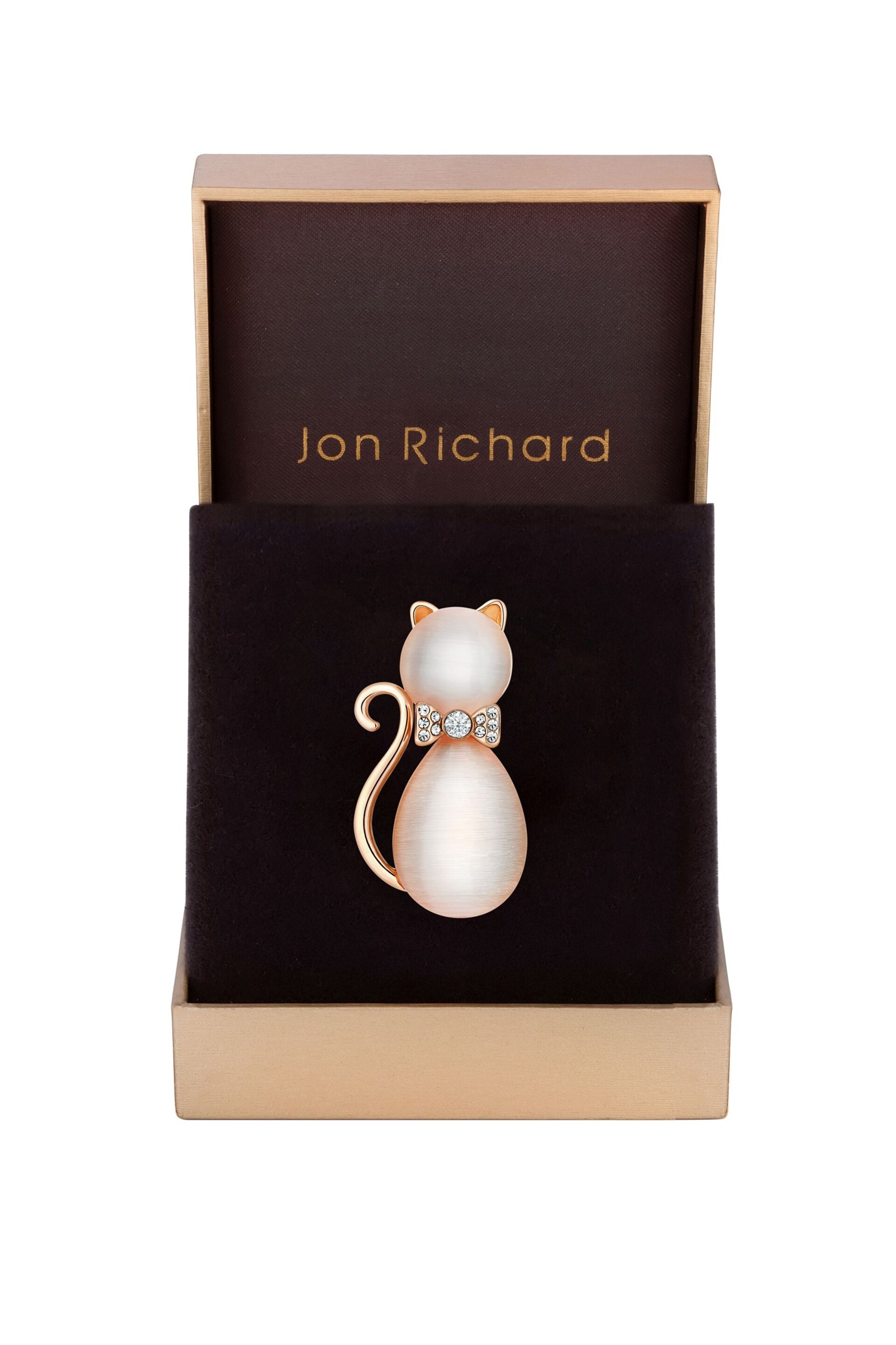 Jon Richard Gold Tone Peach Crystal Stone Cat Brooch - Image 1 of 2