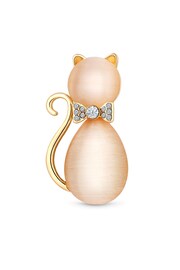 Jon Richard Gold Tone Peach Crystal Stone Cat Brooch - Image 2 of 2