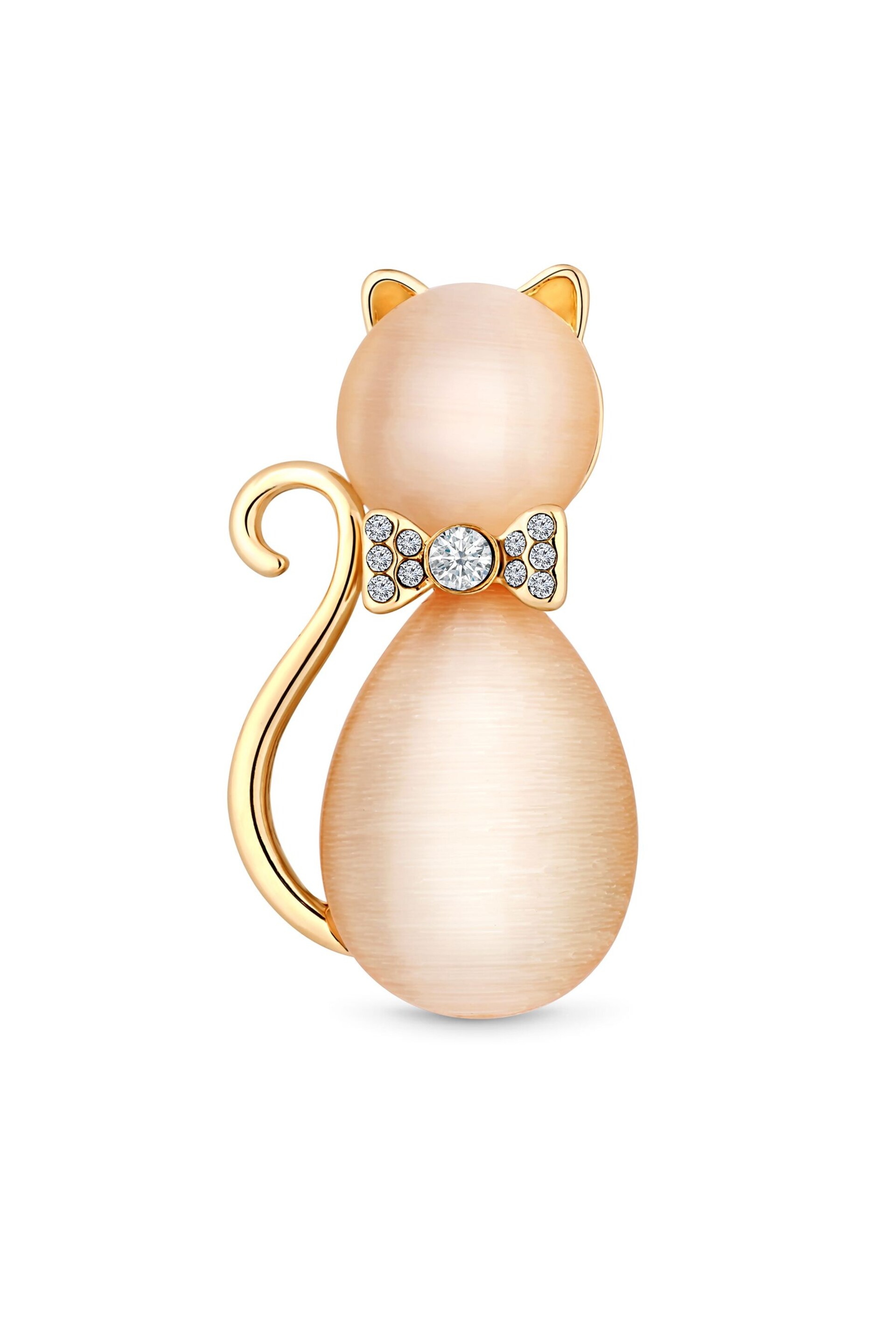 Jon Richard Gold Tone Peach Crystal Stone Cat Brooch - Image 2 of 2