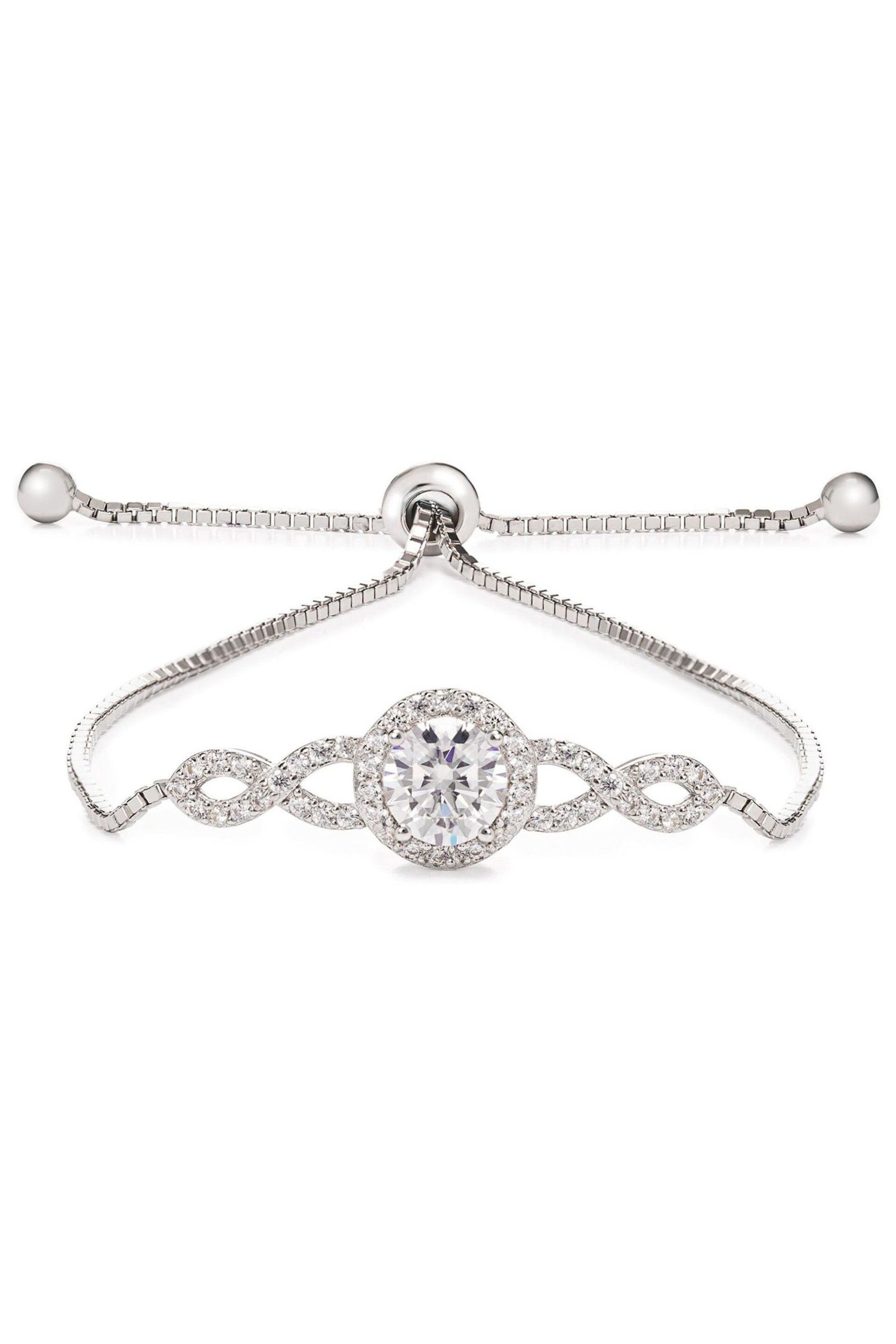 Jon Richard Silver Tone Cubic Zirconia Halo Infinity Crystal Toggle Bracelet in a Gift Box - Image 2 of 3