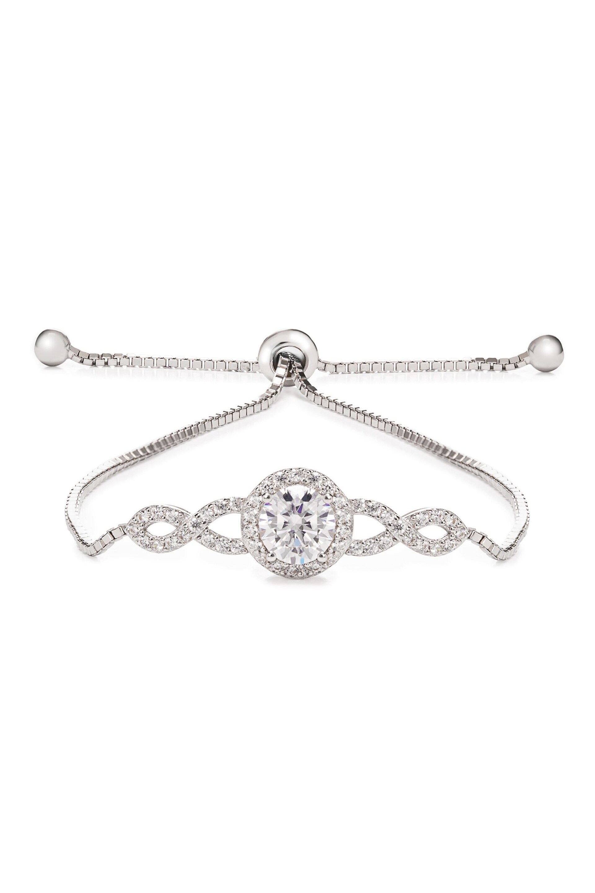 Jon Richard Silver Tone Cubic Zirconia Halo Infinity Crystal Toggle Bracelet in a Gift Box - Image 3 of 3