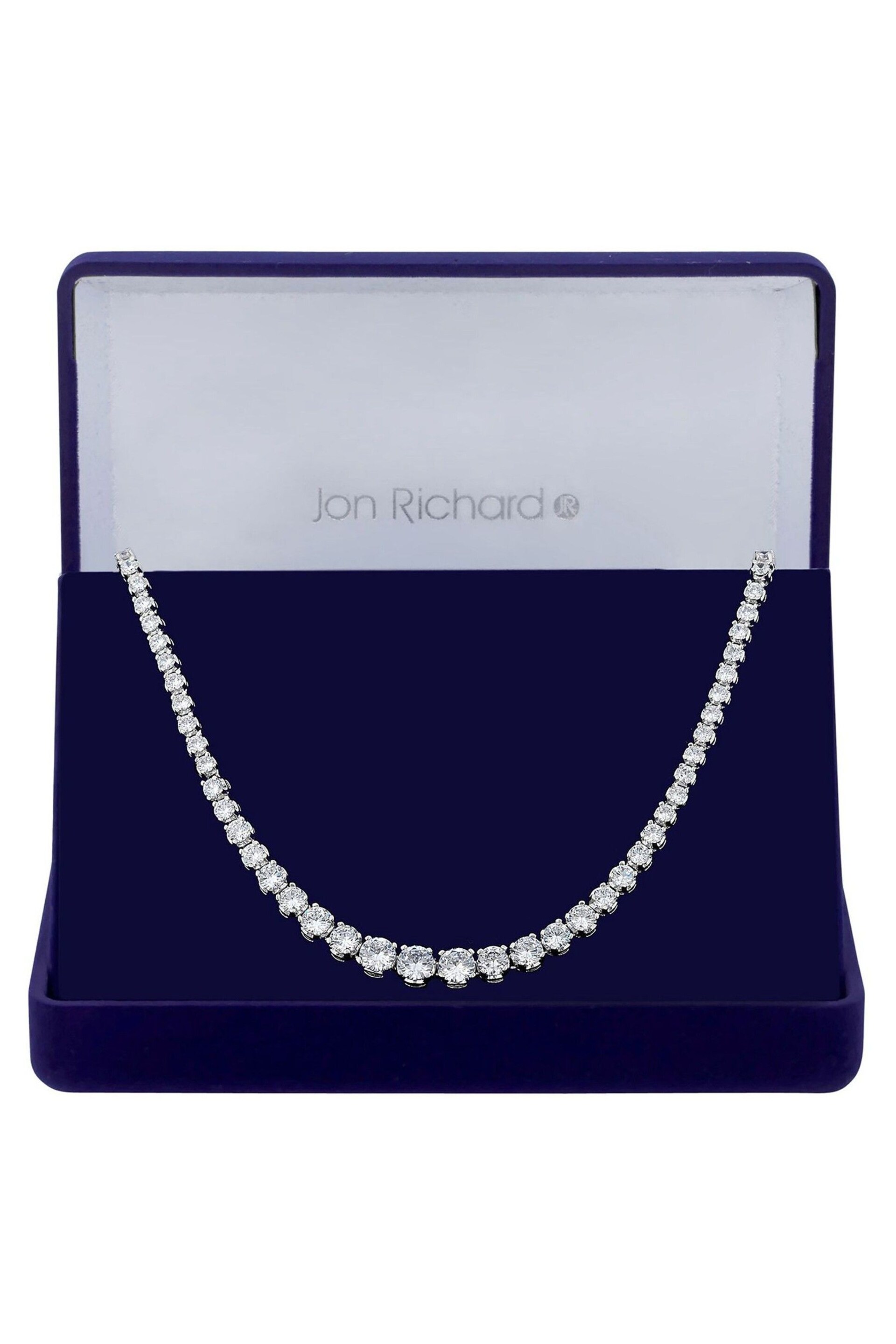 Jon Richard Silver Cubic Zirconia Graduated Tennis Necklace in a Gift Box - Image 2 of 2