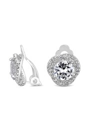 Jon Richard Silver Tone Pave Cross-Over Halo With Centre Stone Clip Earrings - Image 1 of 2