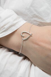 Simply Silver Sterling Silver Tone 925 Polished Open Heart Bracelet - Image 3 of 4