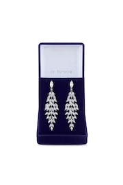 Jon Richard Silver Tone Rhodium Plated Cubic Zirconia Statement Crystal Navette Gift Boxed Drop Earrings - Image 1 of 3