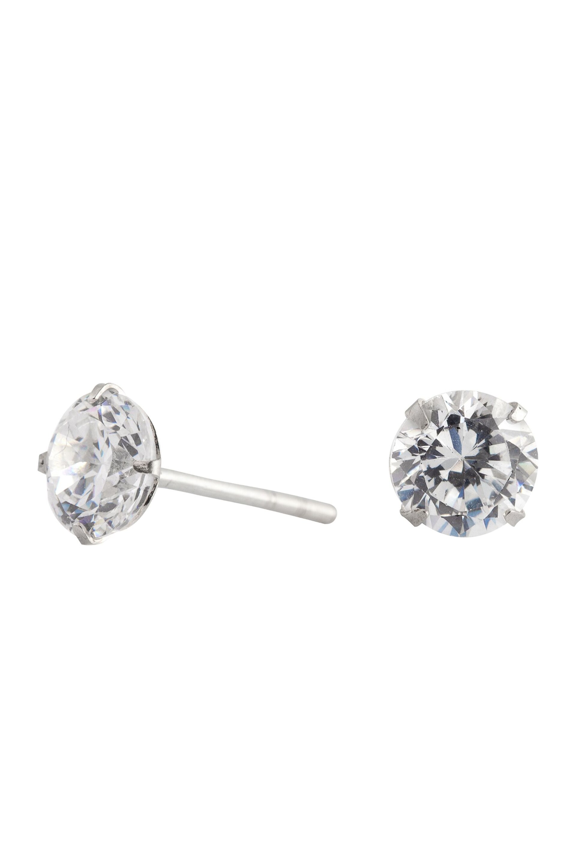 Simply Silver Silver Tone 925 6mm Round Cubic Zirconia Stud Earrings - Image 1 of 2