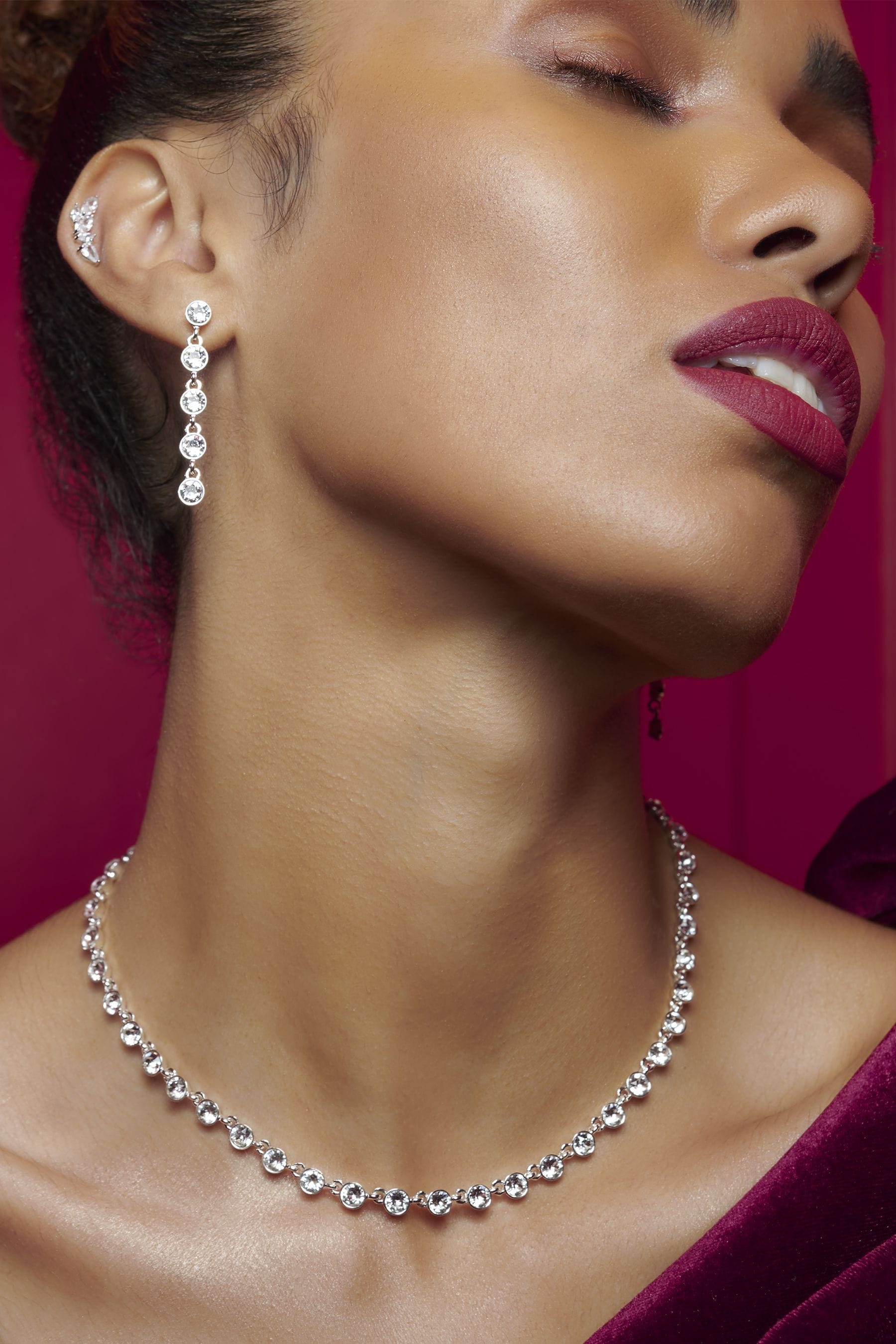 Buy Jon Richard Silver Tone Tennis Crystal Necklace from Next Luxembourg