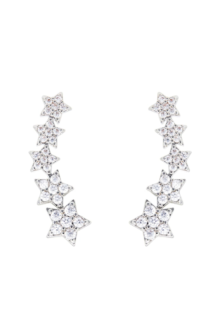 Jon Richard Silver Tone Star Cubic Zirconia Climber Earrings - Image 1 of 4