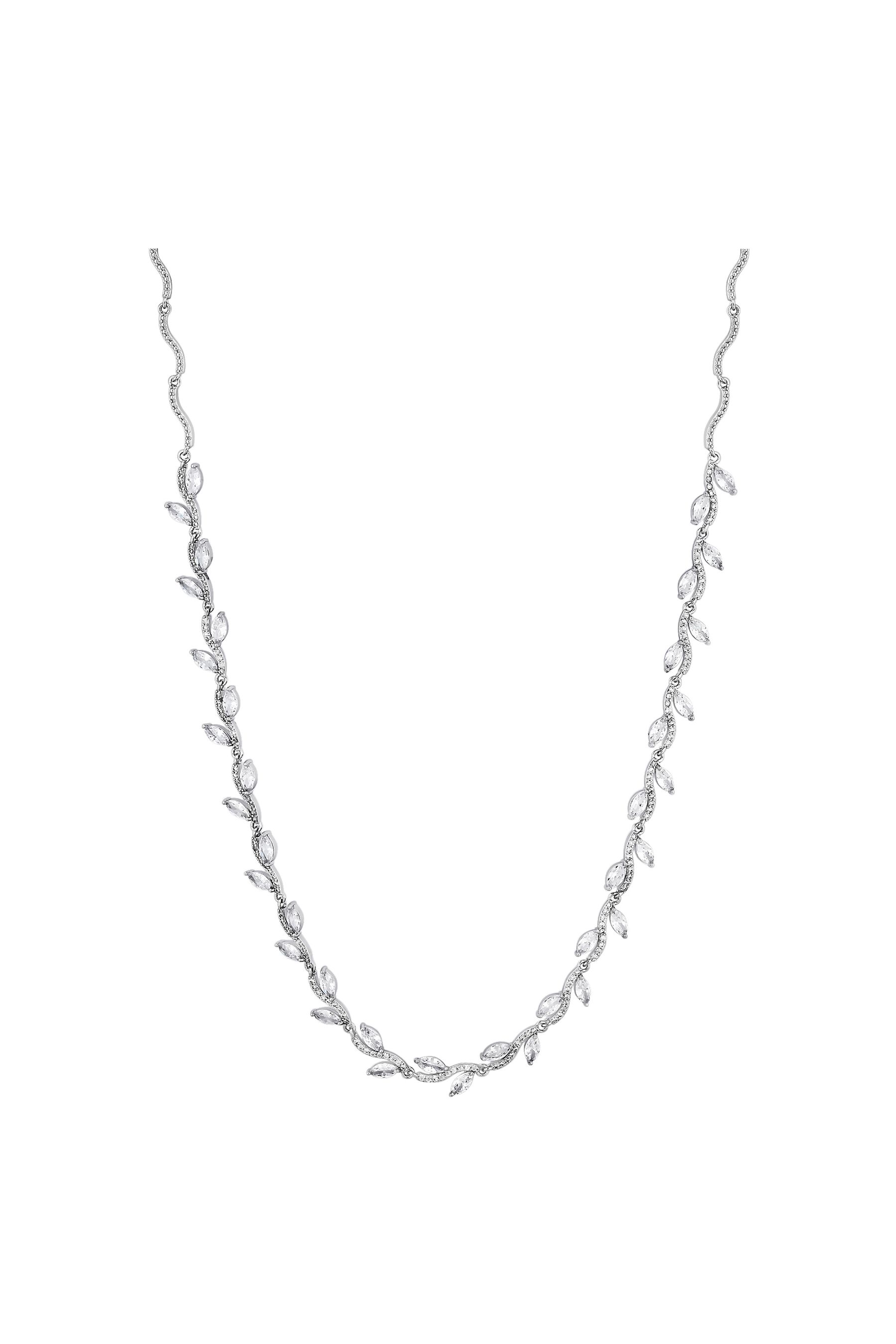 Buy Jon Richard Silver Tone Pave Wave Leaf Collar Necklace from Next Canada