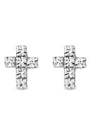 Simply Silver Silver Tone Cubic Zirconia Cross Stud Earrings - Image 1 of 1