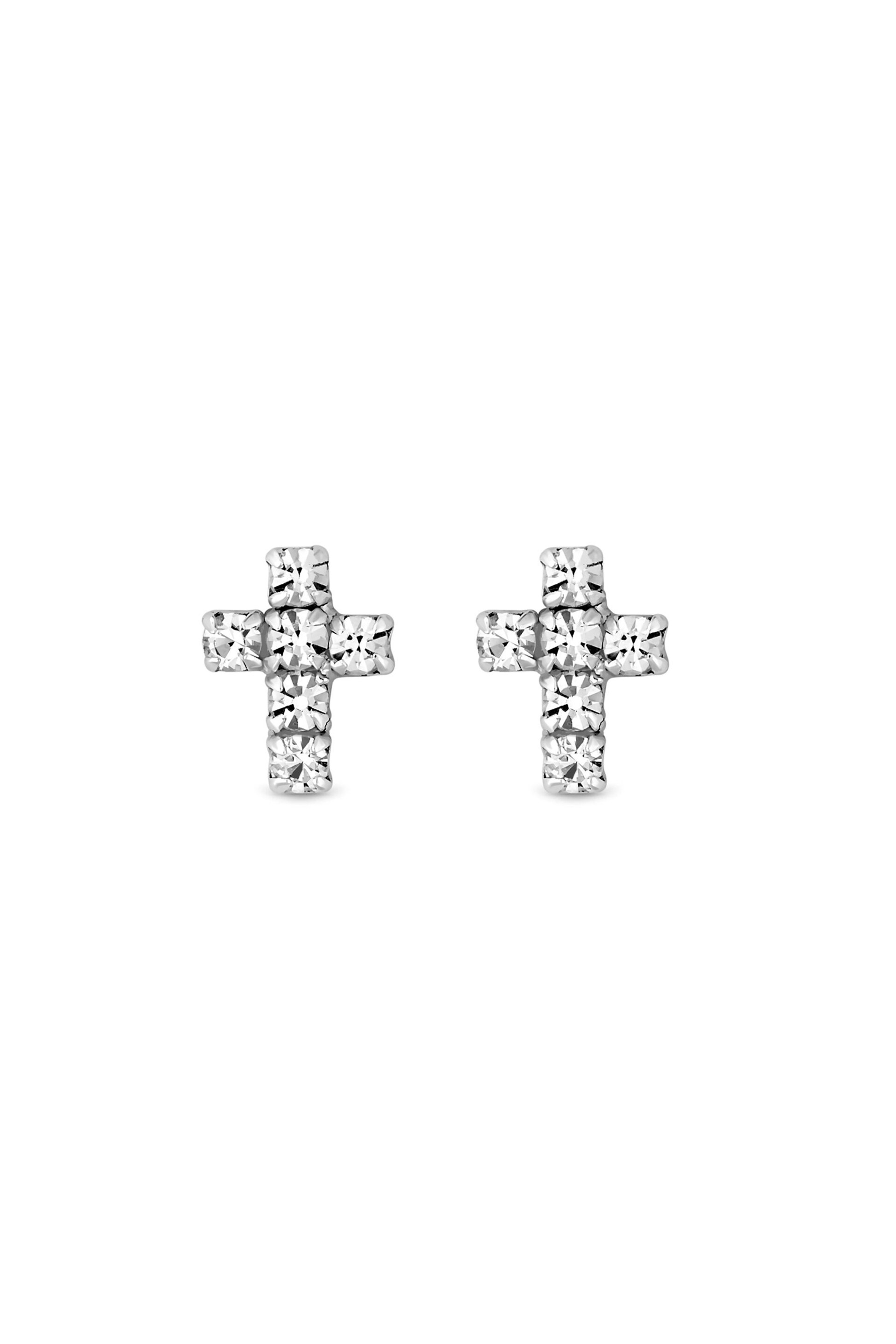 Simply Silver Silver Tone Cubic Zirconia Cross Stud Earrings - Image 1 of 1