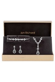 Jon Richard Silver Tone Clear Crystal Floral Trio Gift Boxed Set - Image 1 of 3